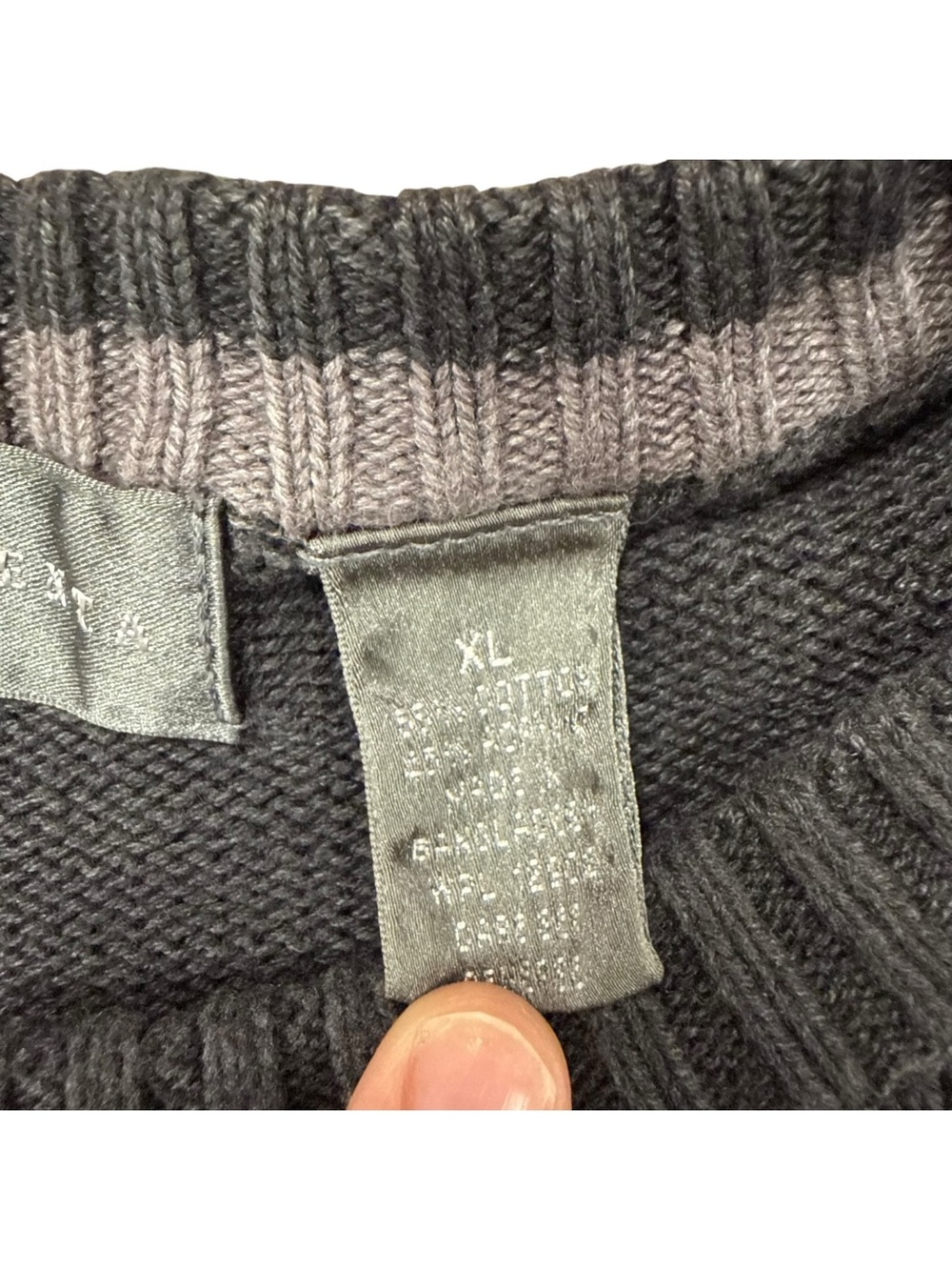 Oscar De La Renta Men’s Size XL Cable Grid Knit Grandpa Sweater Dark Gray Preppy - Picture 13 of 13